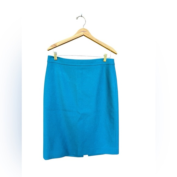 J Crew Women’s Turquoise Blue Pencil Straight Wool Skirt Size 10 Office Career - Picture 2 of 6